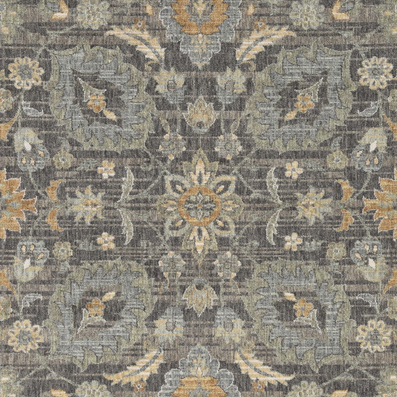 8' Taupe Orange And Gray Wool Floral Distressed Runner Rug-Area Rugs-DECOROLALA