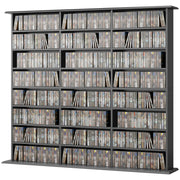 8-Tier Media Storage Cabinet - Black DVD CD Shelf 57" W-DECOROLALA