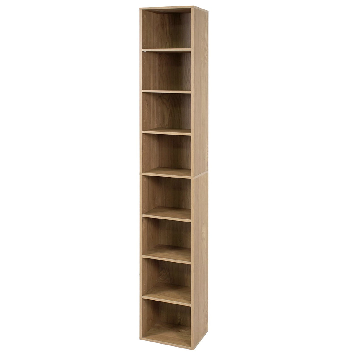 8-Tier Narrow Bookshelf with 4 Adjustable Shelves and Storage Cubes-Natural-Bookcases-DECOROLALA