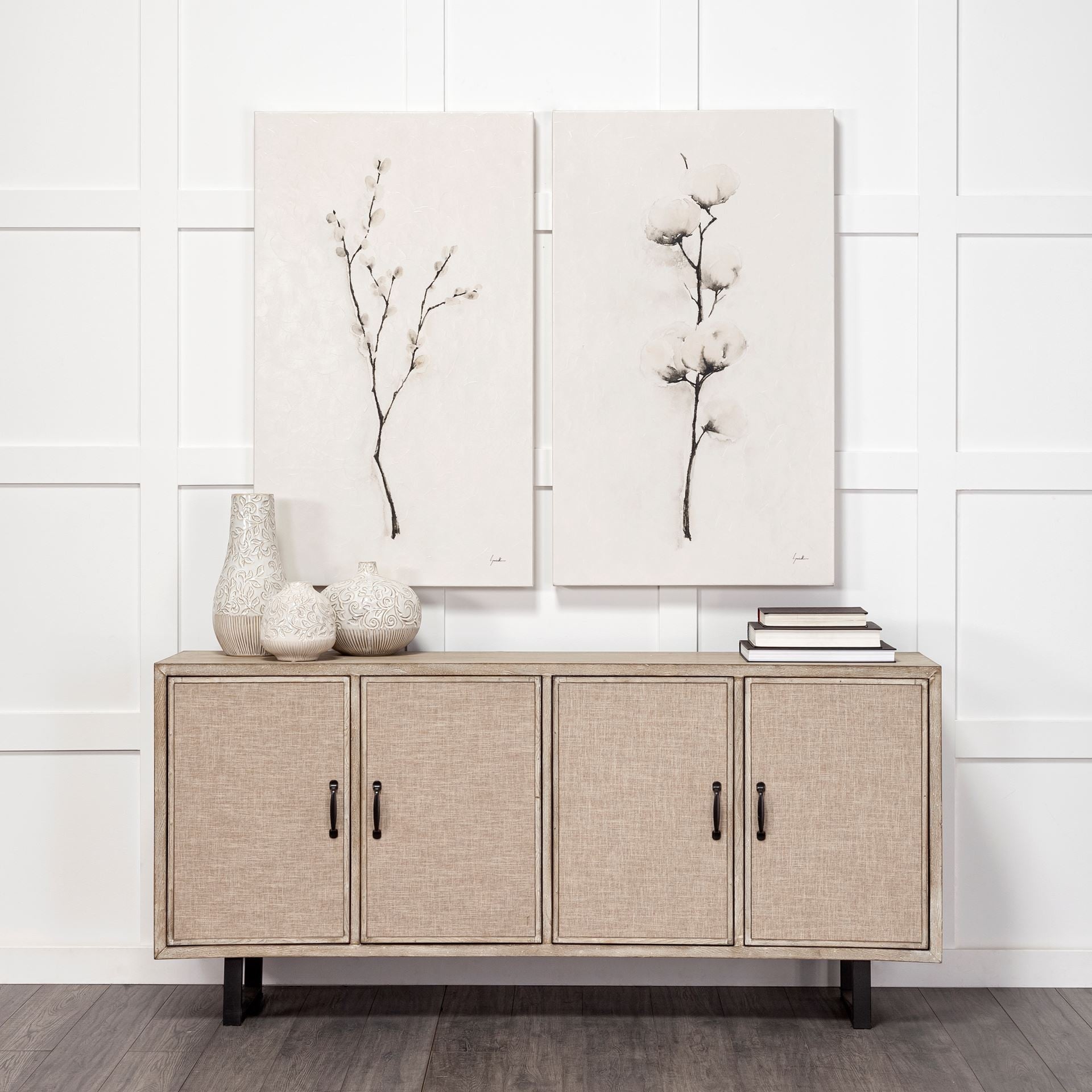 8" White Abstract Cylinder Ceramic Table Vase-Vases-DECOROLALA