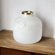 8" White Abstract Cylinder Crystal Glass Table Vase-Vases-DECOROLALA