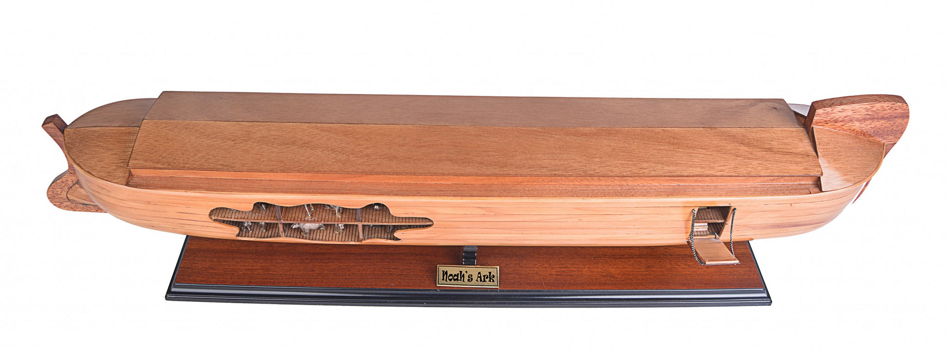 8" Wooden Manufactured Wood Hand Painted Decorative Boat-Sculptures-DECOROLALA