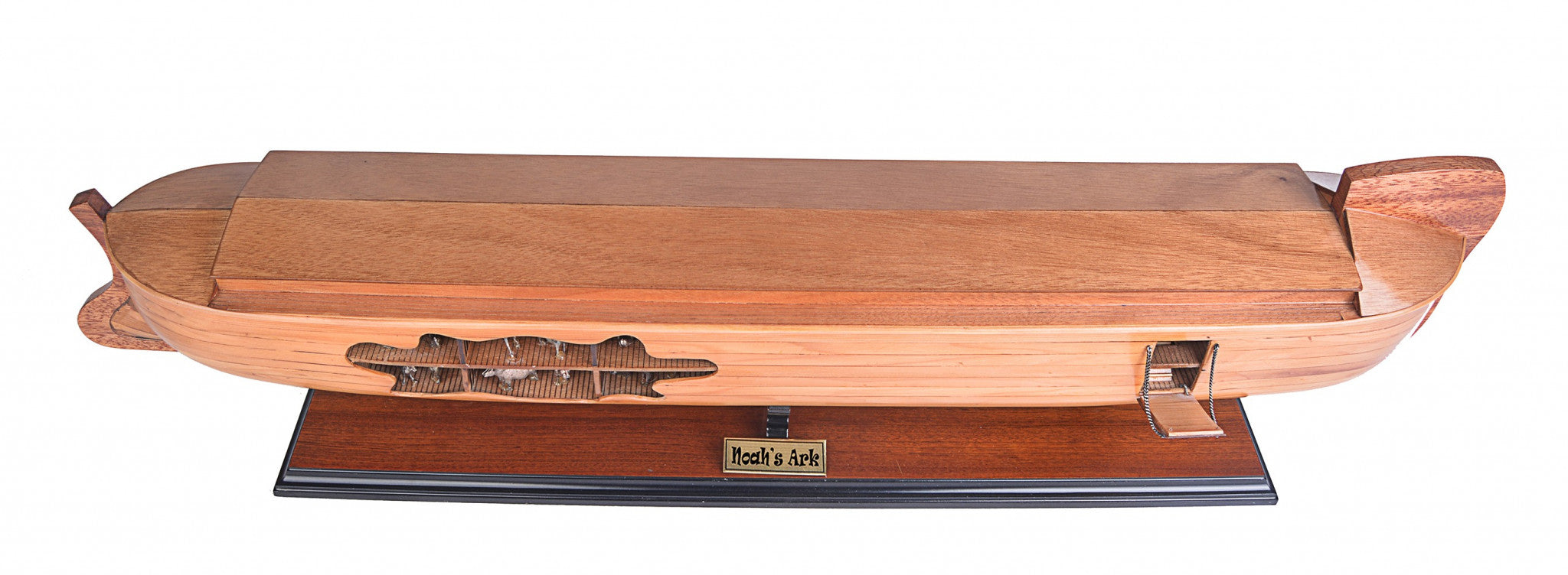 8" Wooden Manufactured Wood Hand Painted Decorative Boat-Sculptures-DECOROLALA