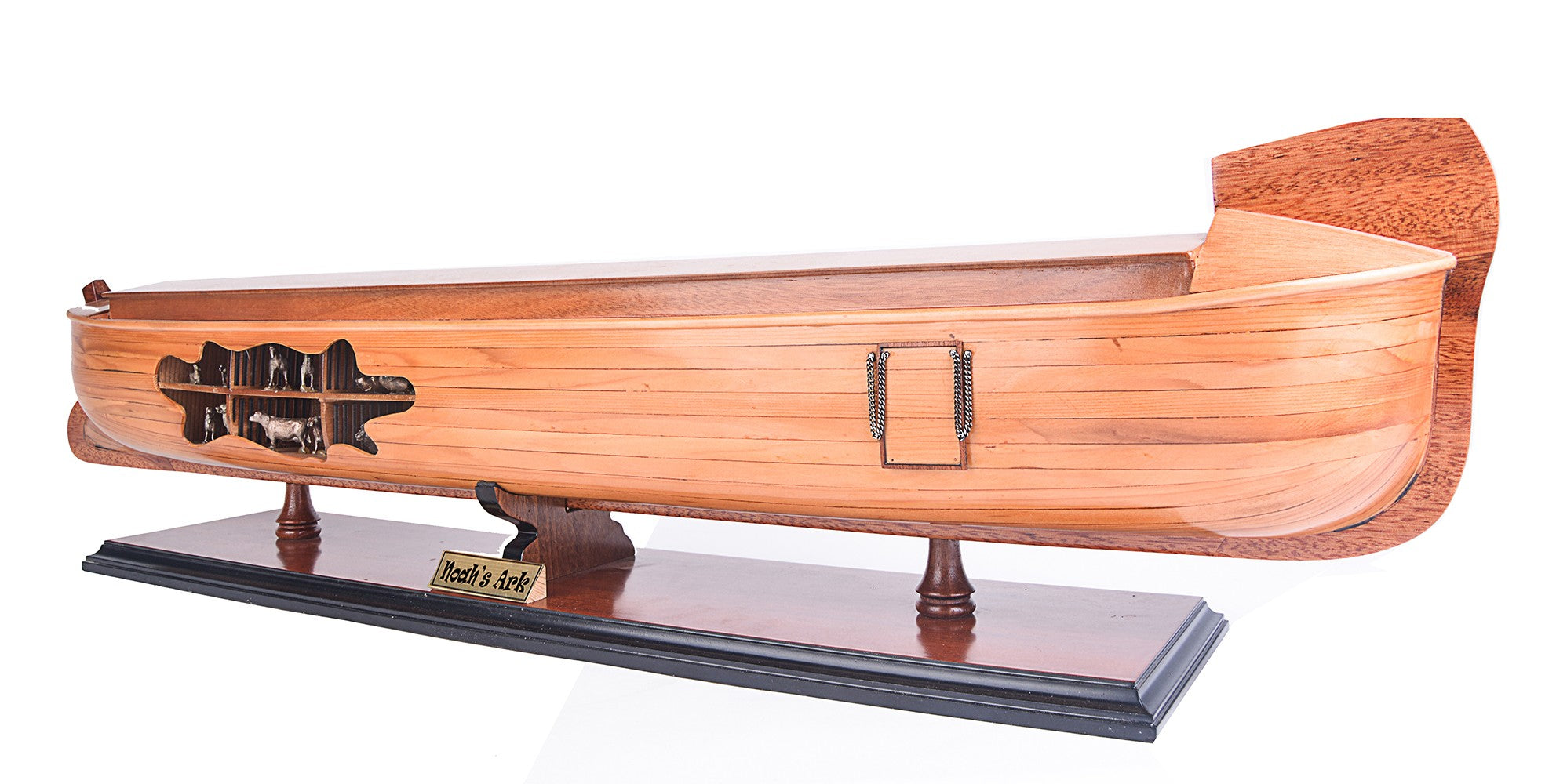 8" Wooden Manufactured Wood Hand Painted Decorative Boat-Sculptures-DECOROLALA