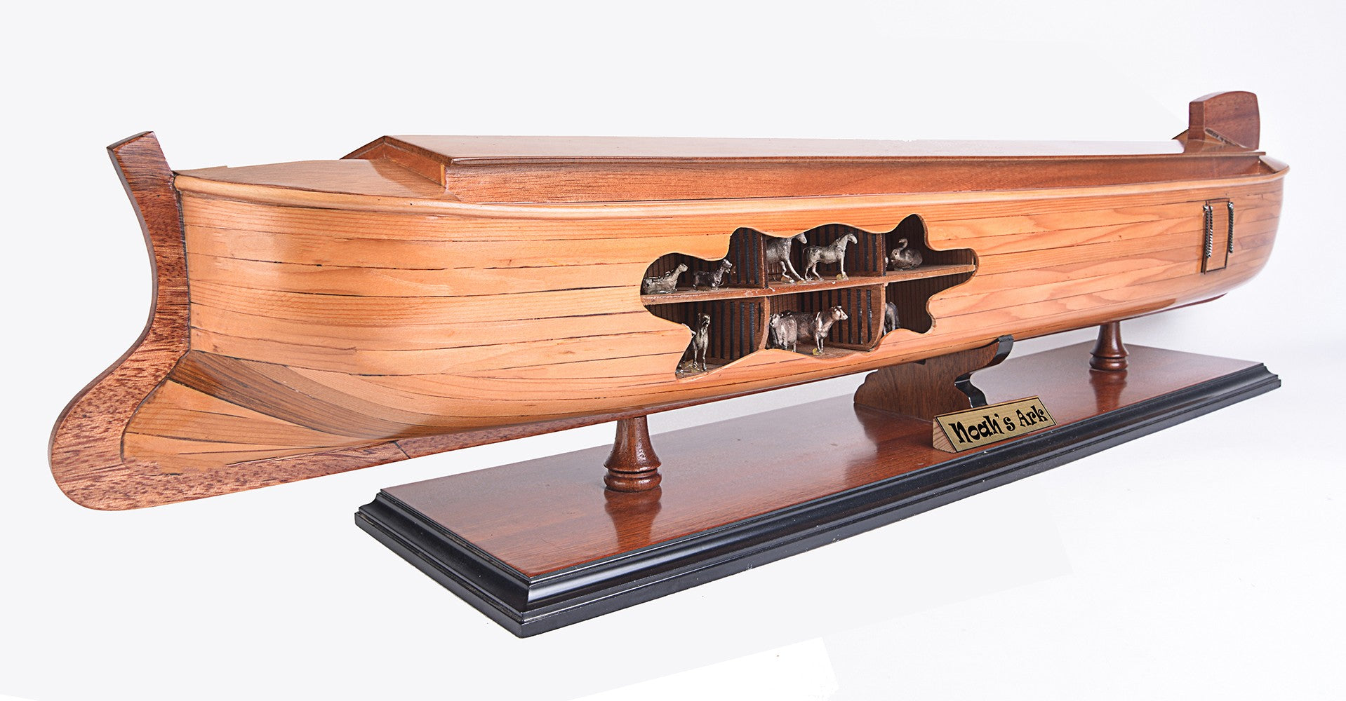 8" Wooden Manufactured Wood Hand Painted Decorative Boat-Sculptures-DECOROLALA