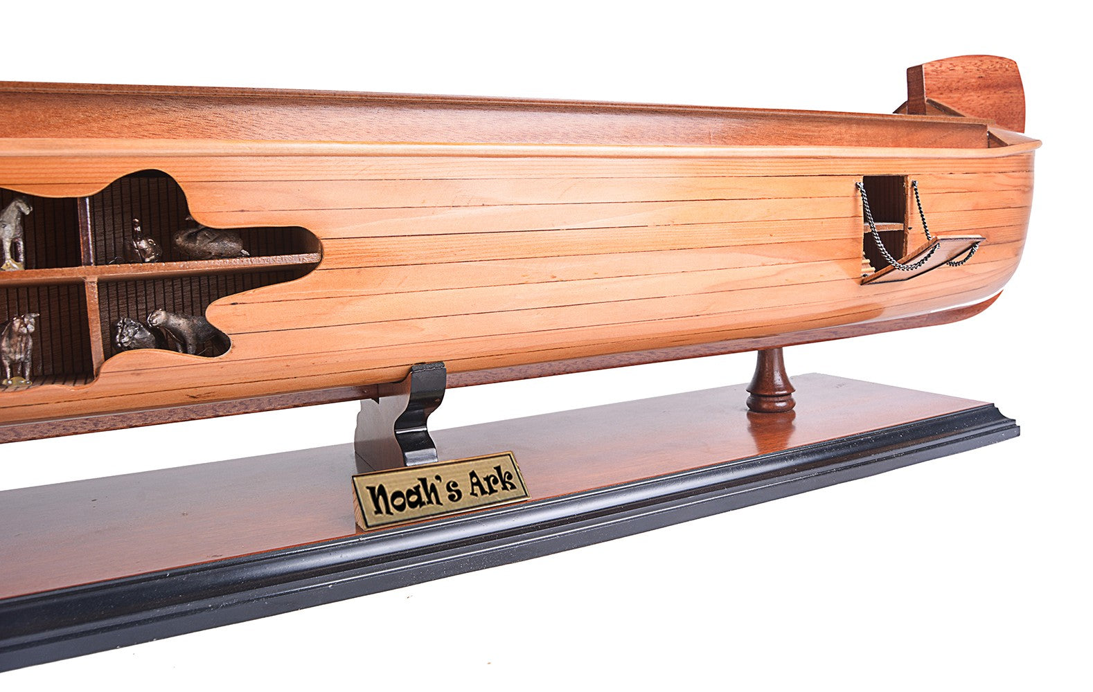 8" Wooden Manufactured Wood Hand Painted Decorative Boat-Sculptures-DECOROLALA