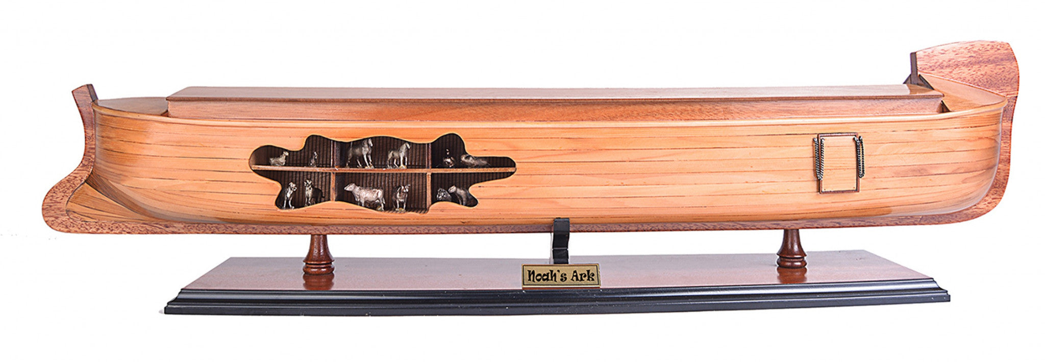 8" Wooden Manufactured Wood Hand Painted Decorative Boat-Sculptures-DECOROLALA