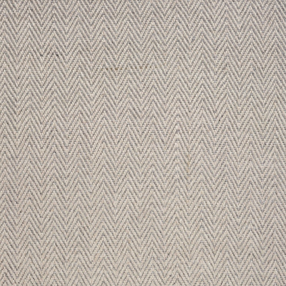 8' X 10' Beige And Gray Wool Chevron Hand Woven Area Rug With Fringe-Area Rugs-DECOROLALA