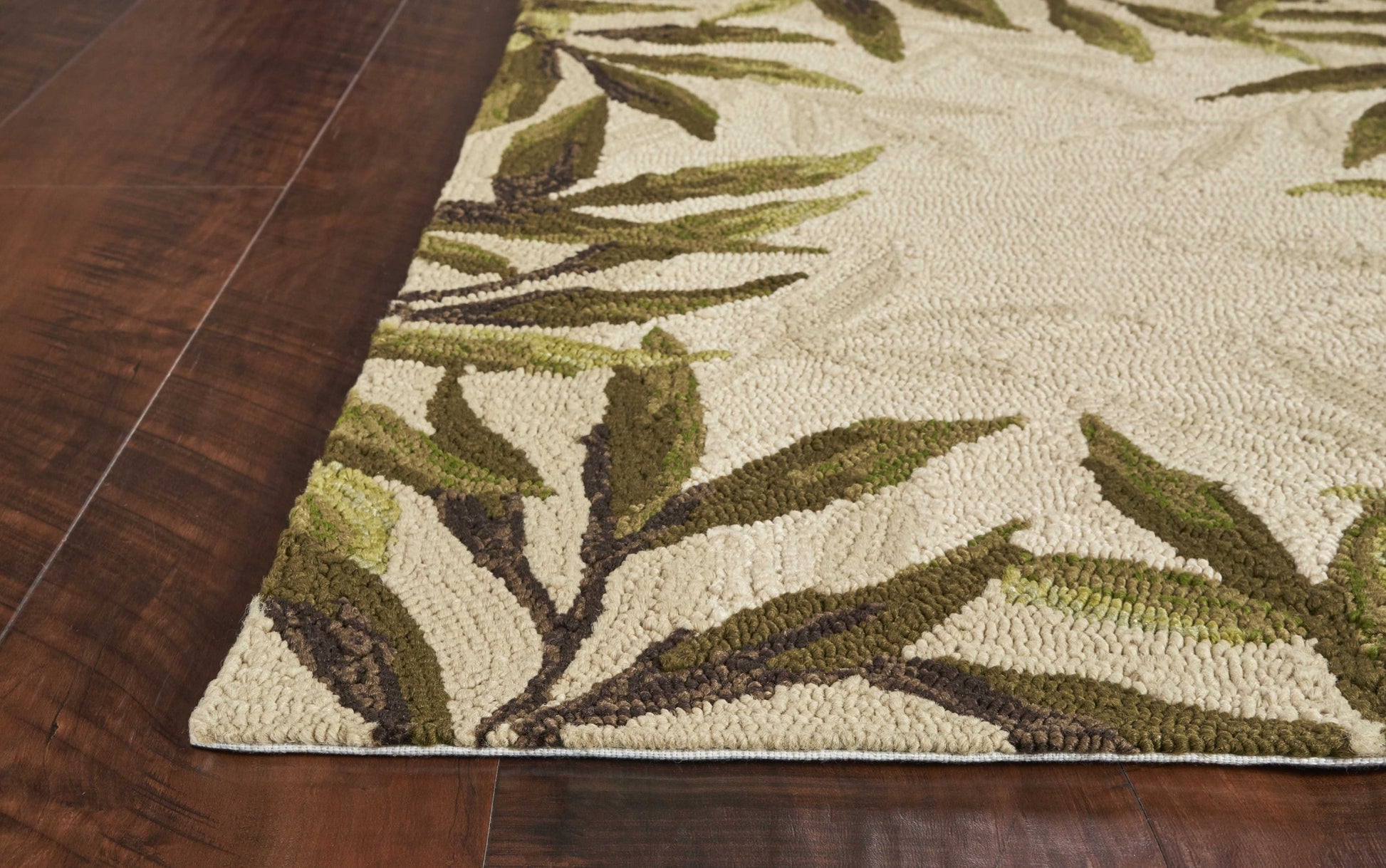 8' X 10' Beige Floral Handmade Indoor Outdoor Area Rug-Outdoor Rugs-DECOROLALA