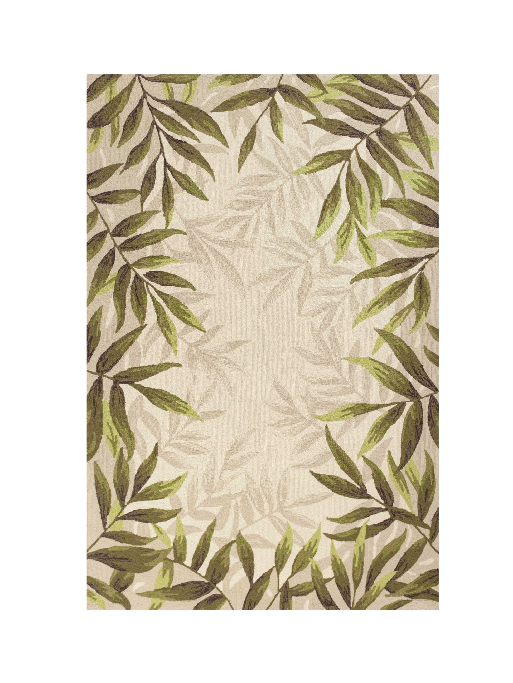 8' X 10' Beige Floral Handmade Indoor Outdoor Area Rug-Outdoor Rugs-DECOROLALA