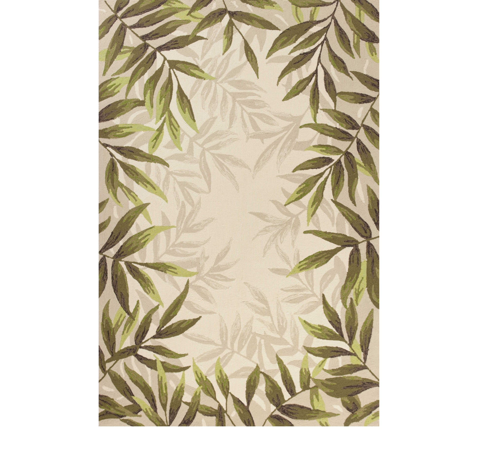 8' X 10' Beige Floral Handmade Indoor Outdoor Area Rug-Outdoor Rugs-DECOROLALA
