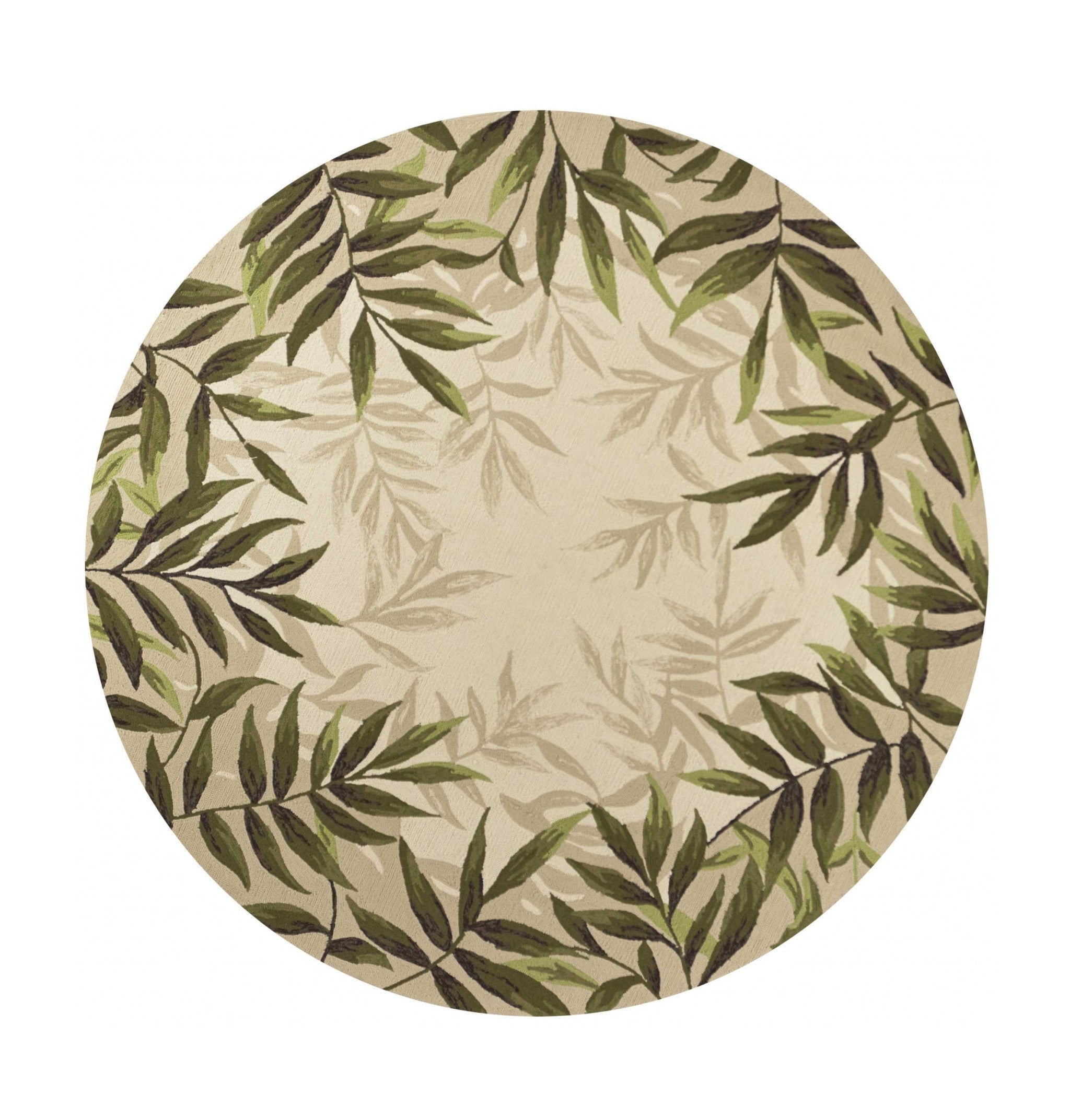 8' X 10' Beige Floral Handmade Indoor Outdoor Area Rug-Outdoor Rugs-DECOROLALA