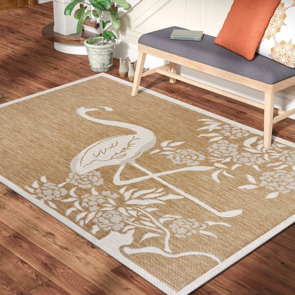 8' X 10' Beige Indoor Outdoor Area Rug-Outdoor Rugs-DECOROLALA