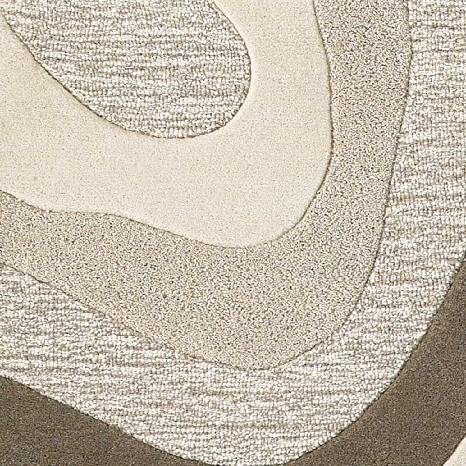 8' X 10' Beige Ivory And Black Wool Abstract Hand Tufted Area Rug-Area Rugs-DECOROLALA