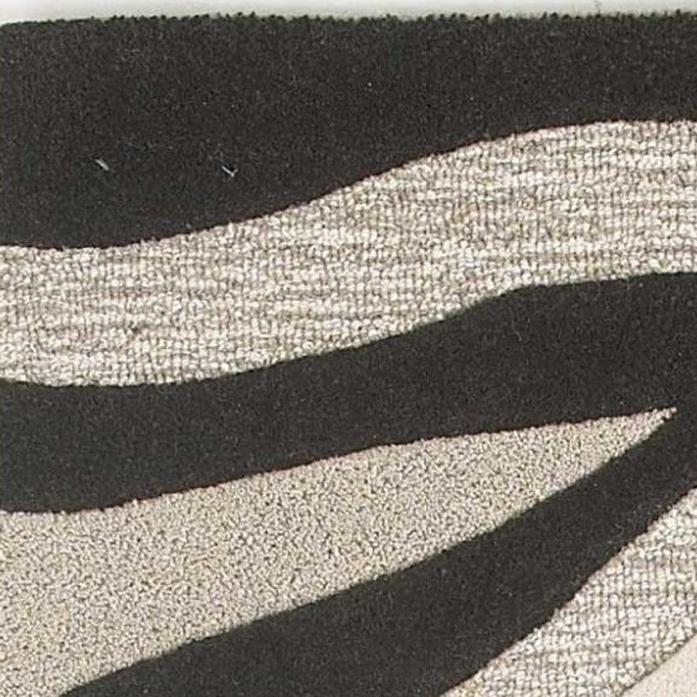8' X 10' Beige Ivory And Black Wool Abstract Hand Tufted Area Rug-Area Rugs-DECOROLALA