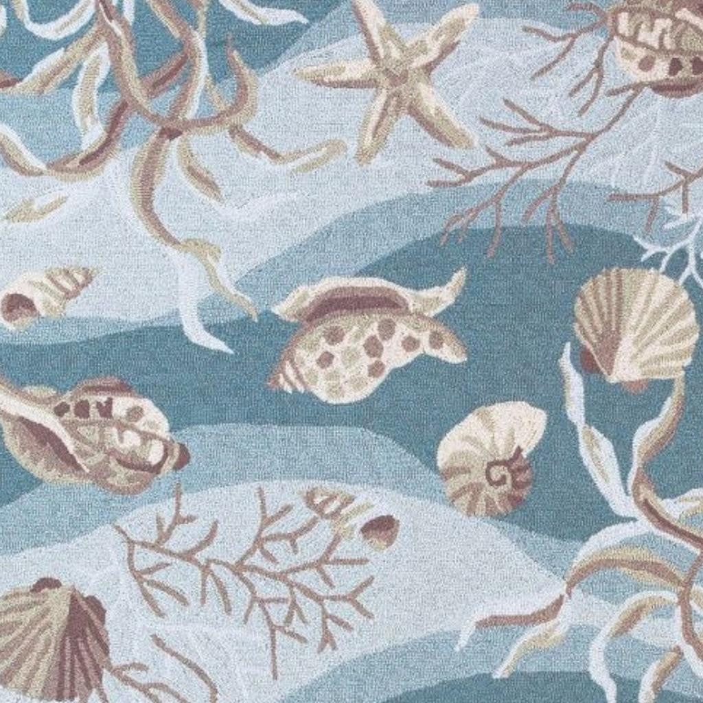 8' X 10' Beige Ivory And Brown Seashell and Coral Hand Tufted Area Rug-Area Rugs-DECOROLALA