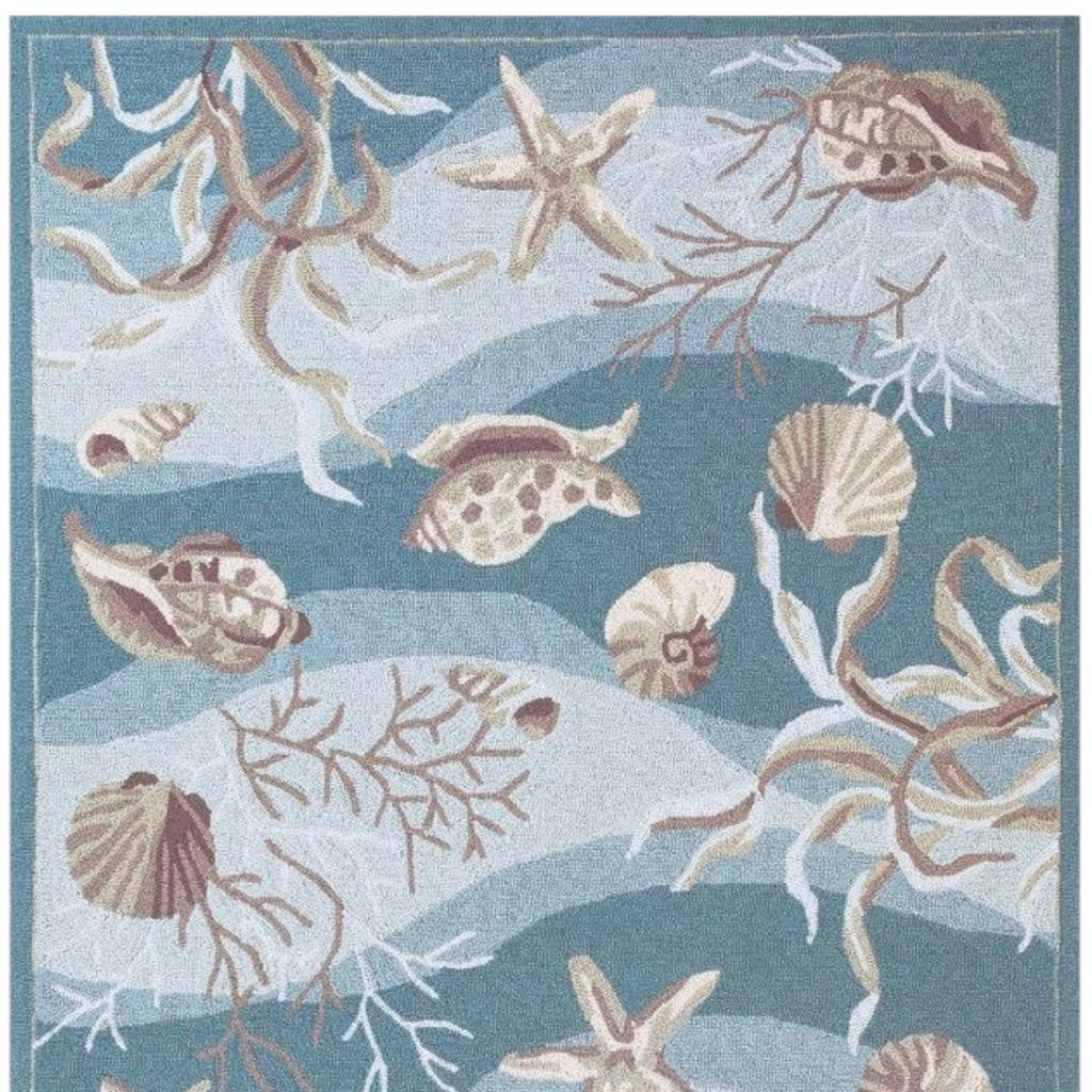 8' X 10' Beige Ivory And Brown Seashell and Coral Hand Tufted Area Rug-Area Rugs-DECOROLALA