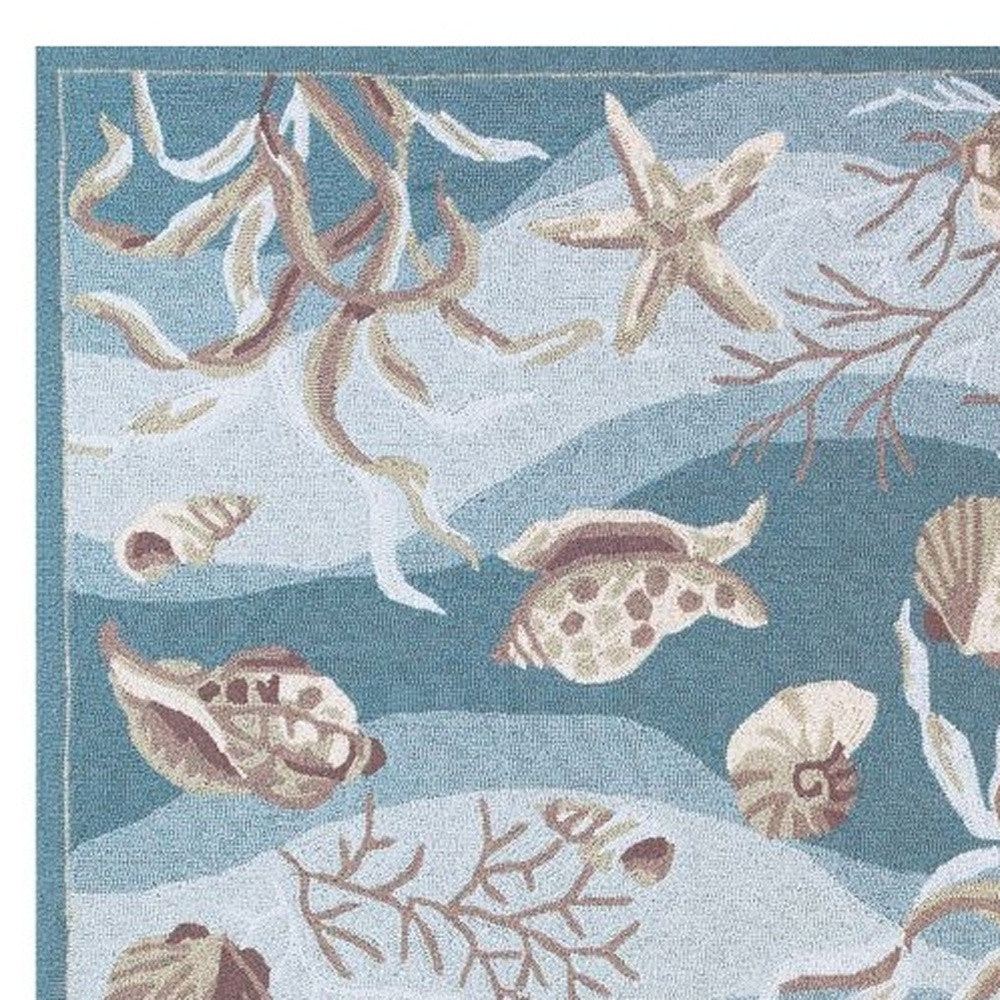 8' X 10' Beige Ivory And Brown Seashell and Coral Hand Tufted Area Rug-Area Rugs-DECOROLALA