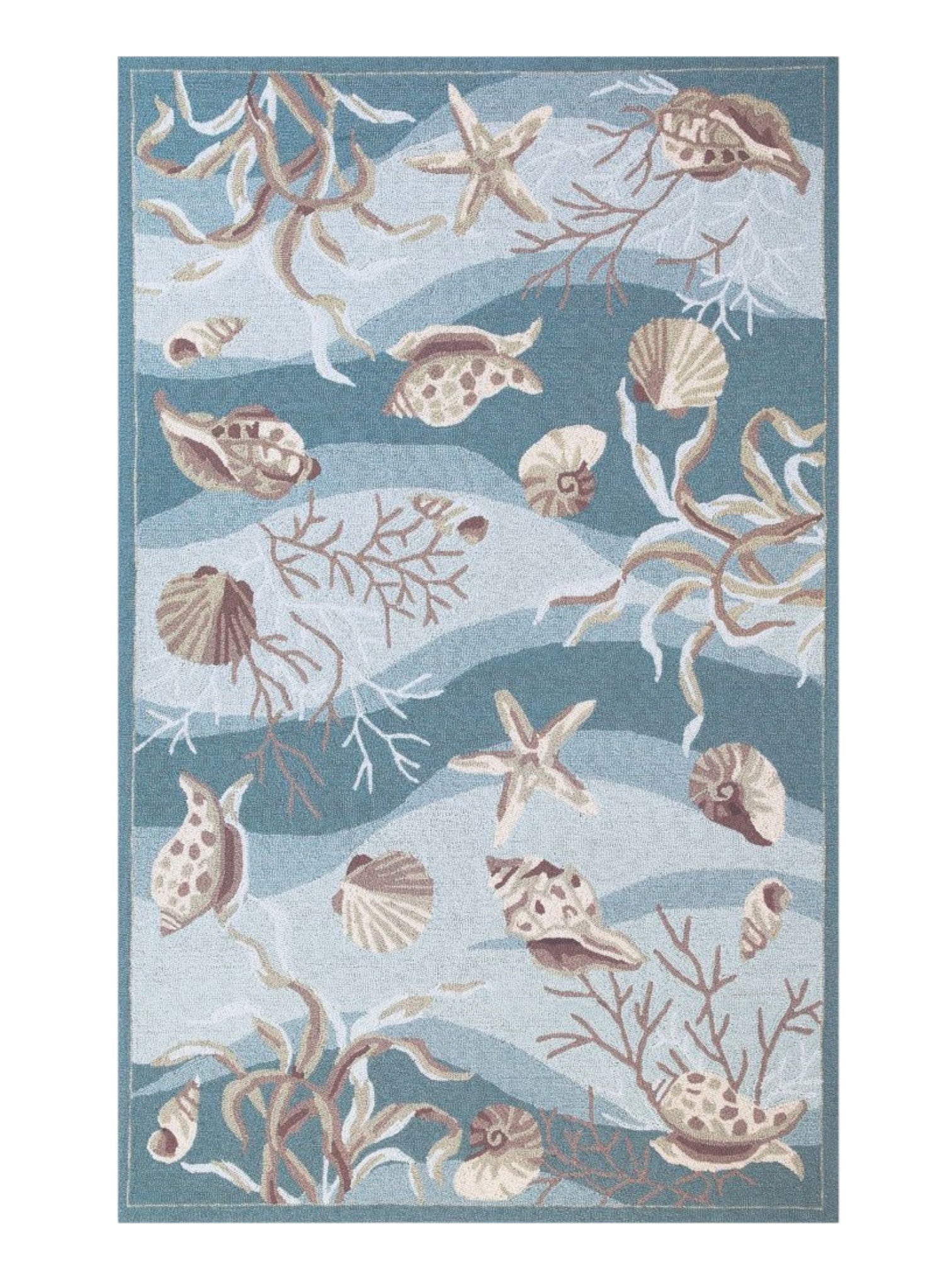 8' X 10' Beige Ivory And Brown Seashell and Coral Hand Tufted Area Rug-Area Rugs-DECOROLALA