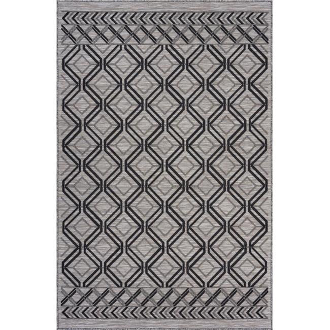8' X 10' Black And Tan Indoor Outdoor Area Rug-Outdoor Rugs-DECOROLALA