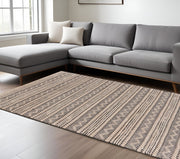 8' X 10' Black and Blush Chevron Stripe Area Rug-Area Rugs-DECOROLALA