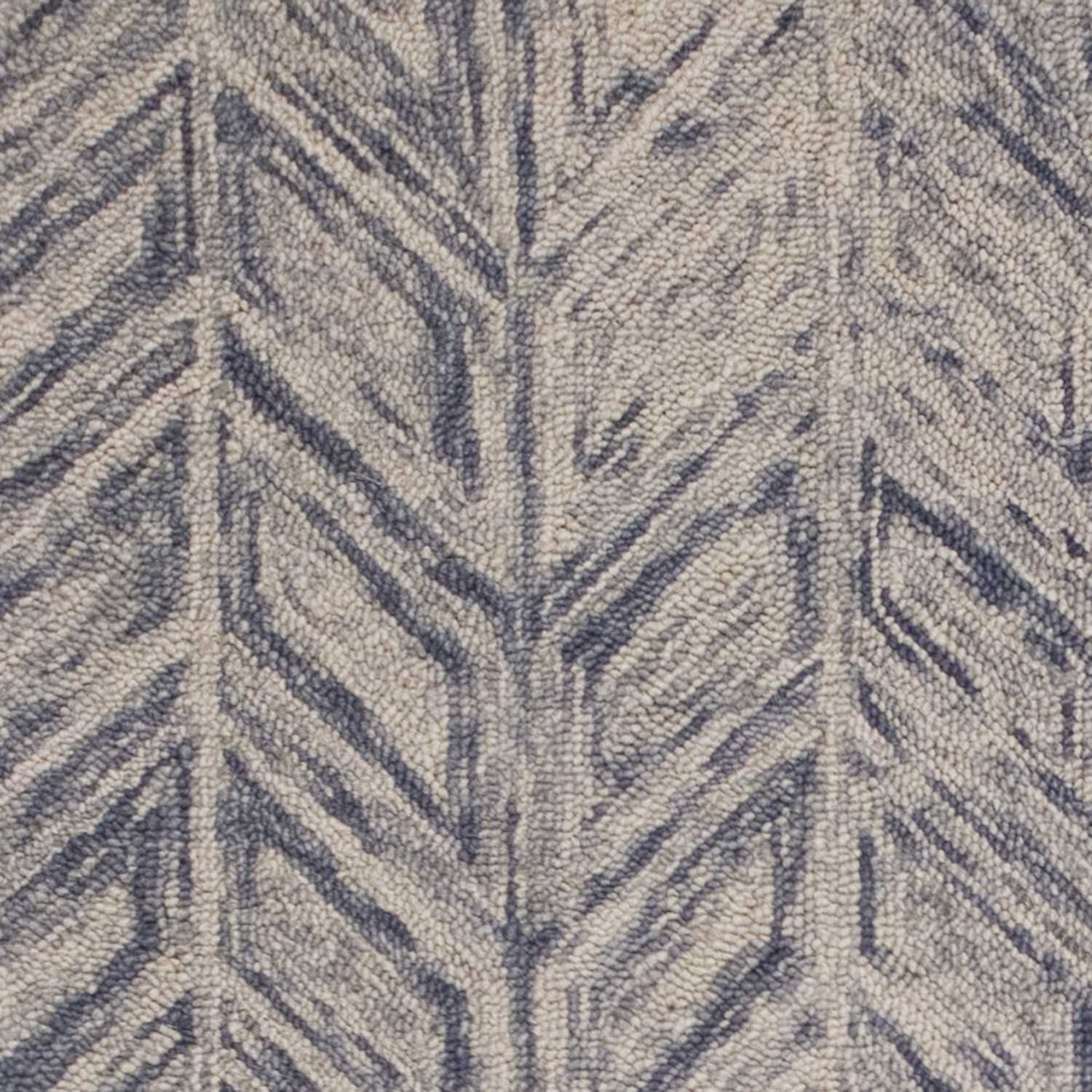 8' X 10' Blue And Beige Wool Chevron Hand Tufted Area Rug-Area Rugs-DECOROLALA