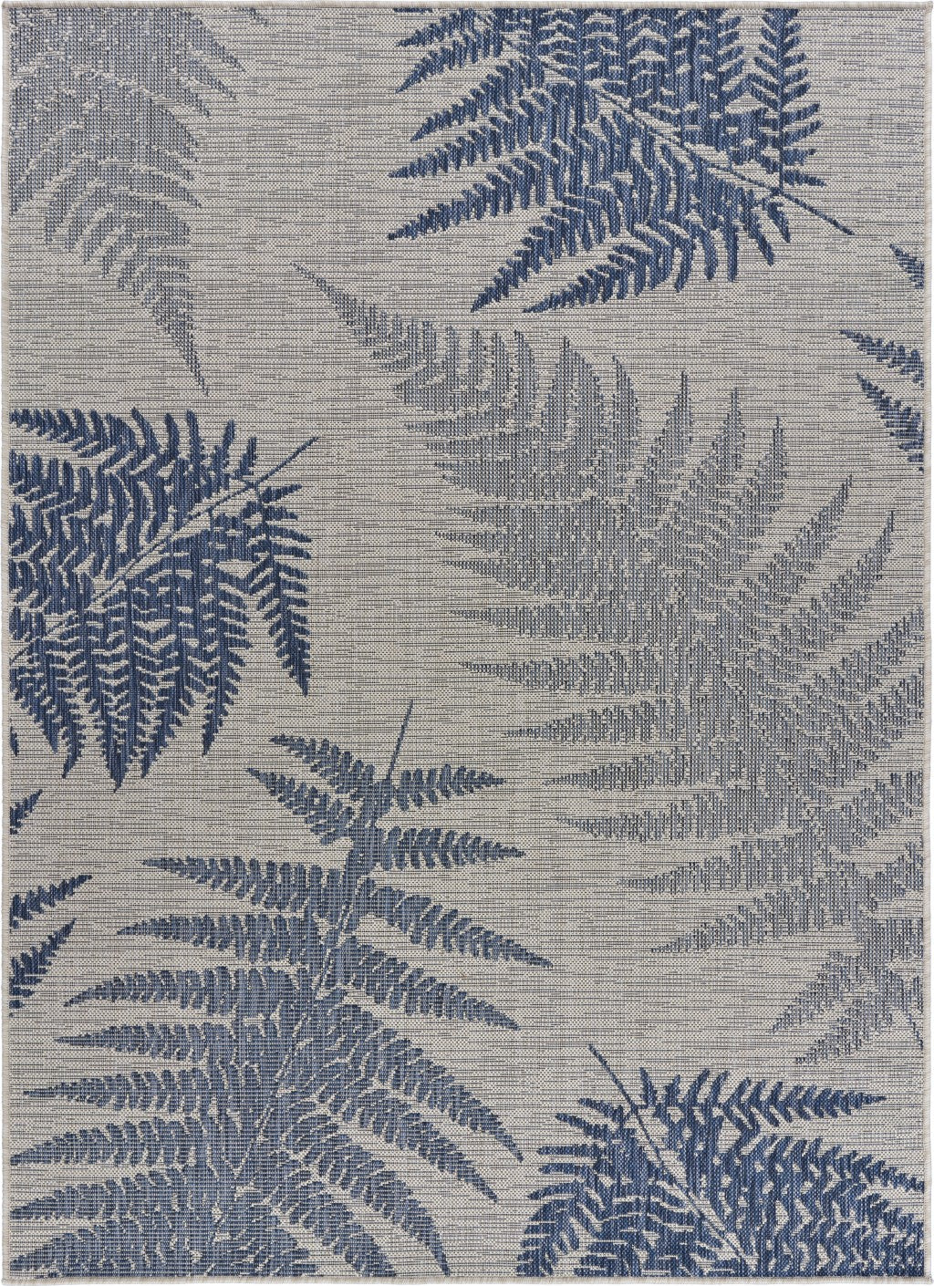 8' X 10' Blue And Gray Indoor Outdoor Area Rug-Outdoor Rugs-DECOROLALA