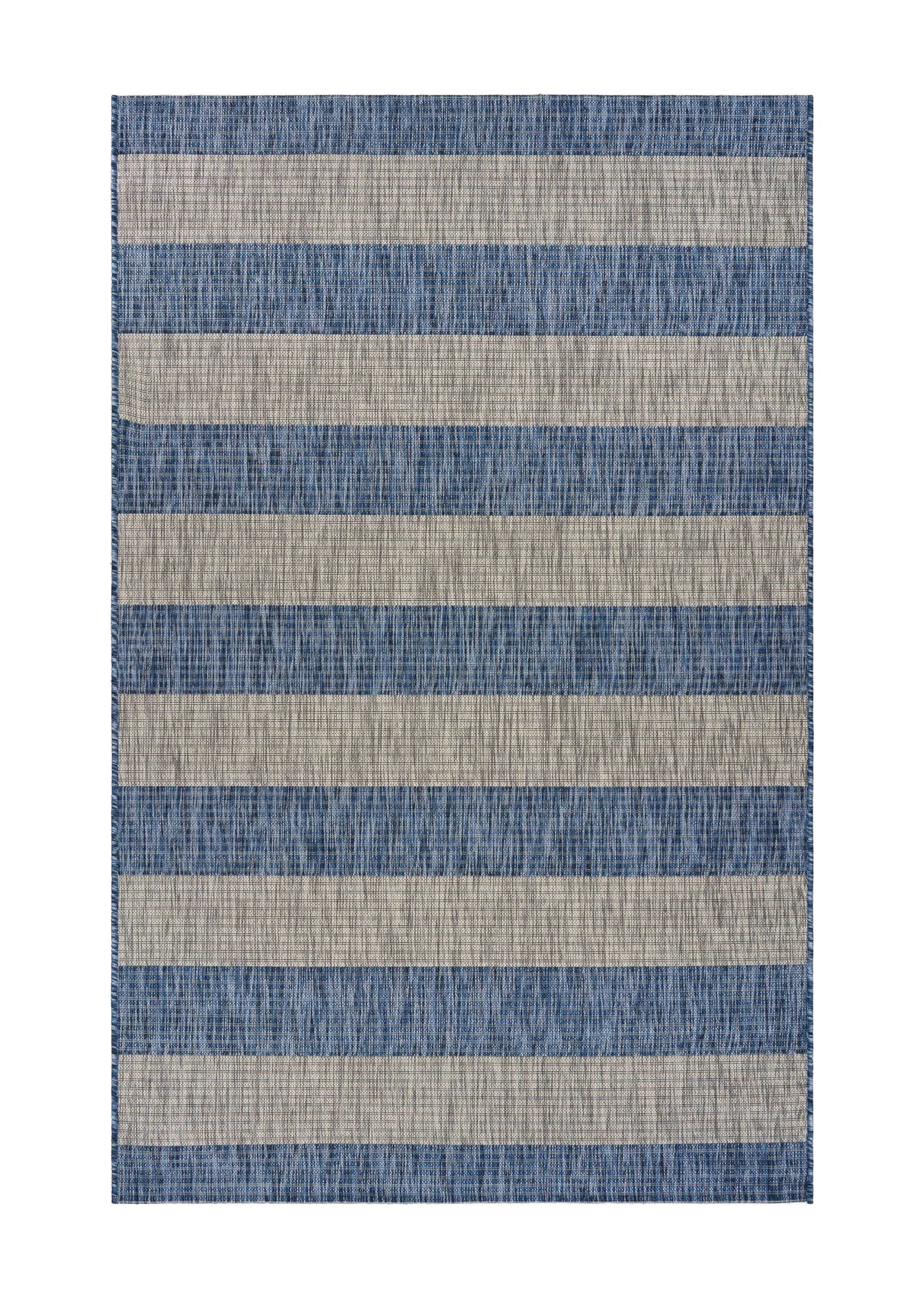 8' X 10' Blue And Gray Indoor Outdoor Area Rug-Outdoor Rugs-DECOROLALA