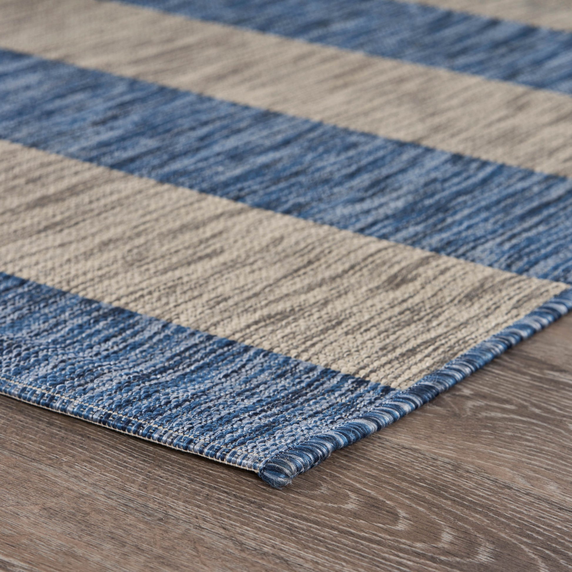 8' X 10' Blue And Gray Indoor Outdoor Area Rug-Outdoor Rugs-DECOROLALA