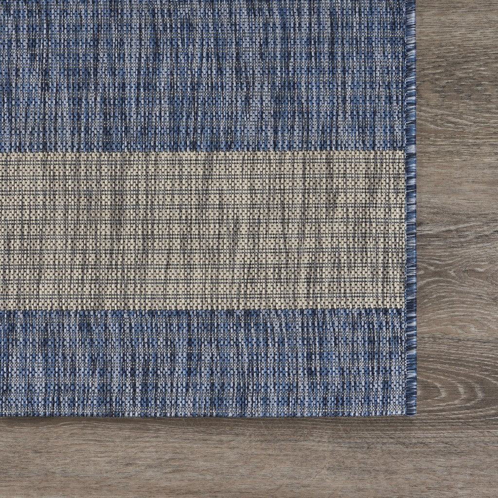 8' X 10' Blue And Gray Indoor Outdoor Area Rug-Outdoor Rugs-DECOROLALA