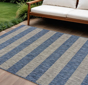 8' X 10' Blue And Gray Indoor Outdoor Area Rug-Outdoor Rugs-DECOROLALA