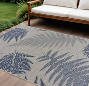 8' X 10' Blue And Gray Indoor Outdoor Area Rug-Outdoor Rugs-DECOROLALA