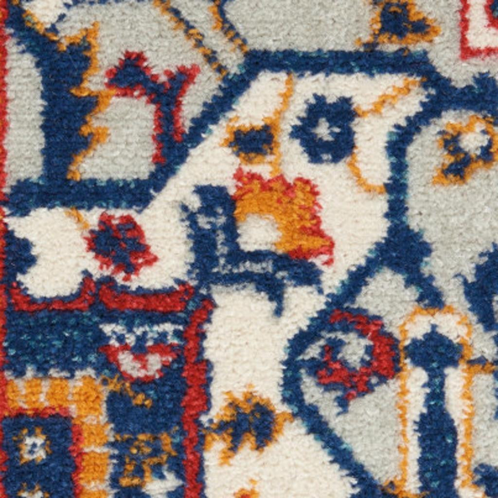 8' X 10' Blue And Ivory Medallion Distressed Area Rug-Area Rugs-DECOROLALA