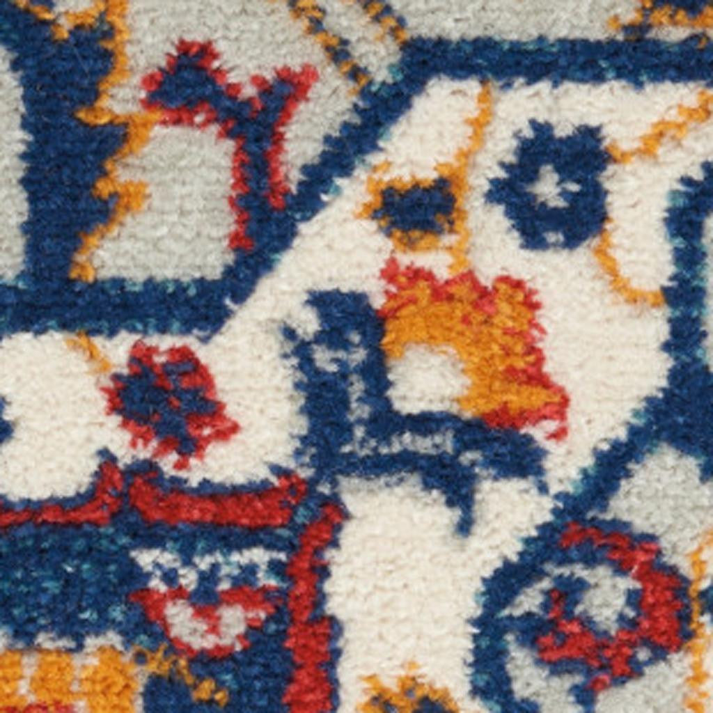 8' X 10' Blue And Ivory Medallion Distressed Area Rug-Area Rugs-DECOROLALA