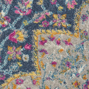 8' X 10' Blue And Ivory Medallion Distressed Area Rug-Area Rugs-DECOROLALA