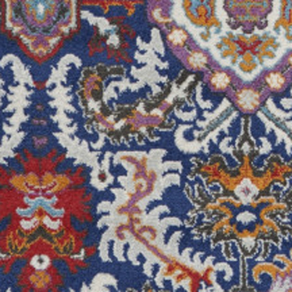 8' X 10' Blue And Ivory Oriental Area Rug-Area Rugs-DECOROLALA