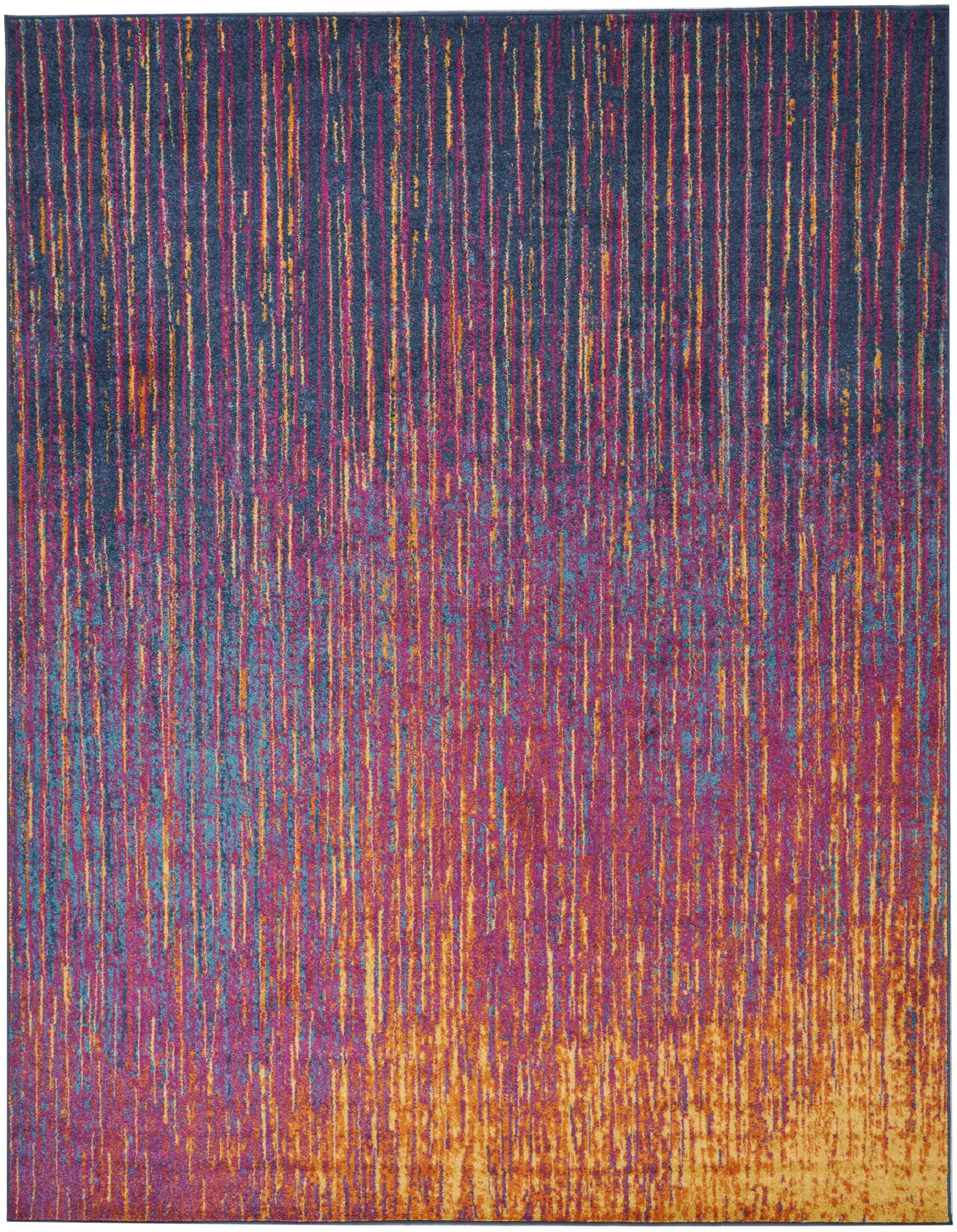 8' X 10' Blue And Orange Abstract Area Rug-Area Rugs-DECOROLALA