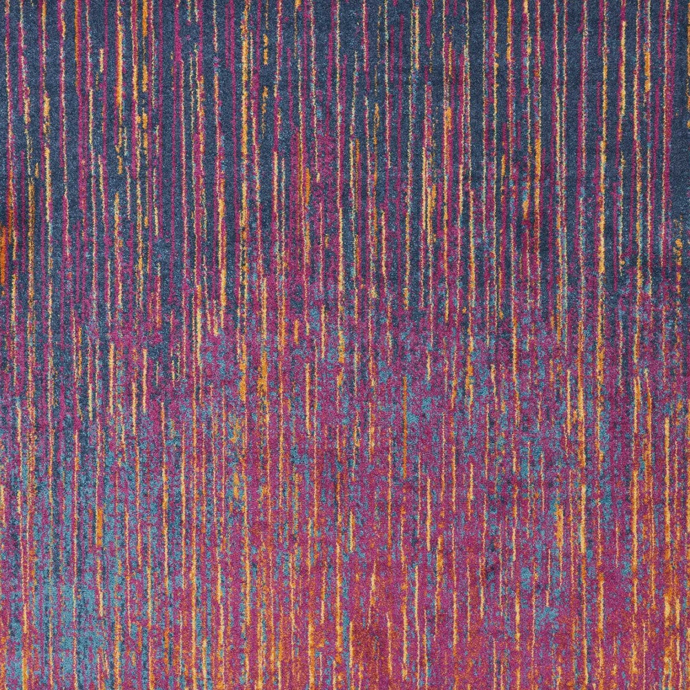 8' X 10' Blue And Orange Abstract Area Rug-Area Rugs-DECOROLALA