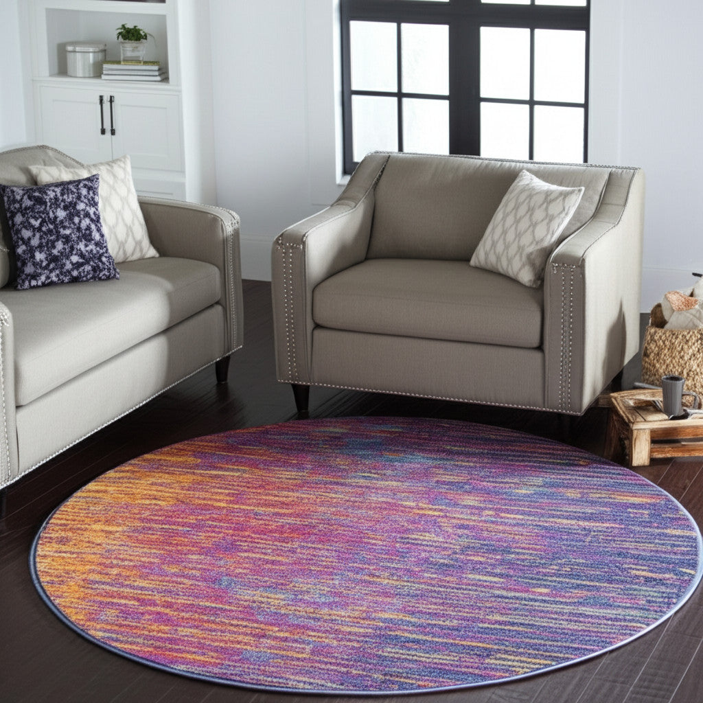 8' X 10' Blue And Orange Abstract Area Rug-Area Rugs-DECOROLALA