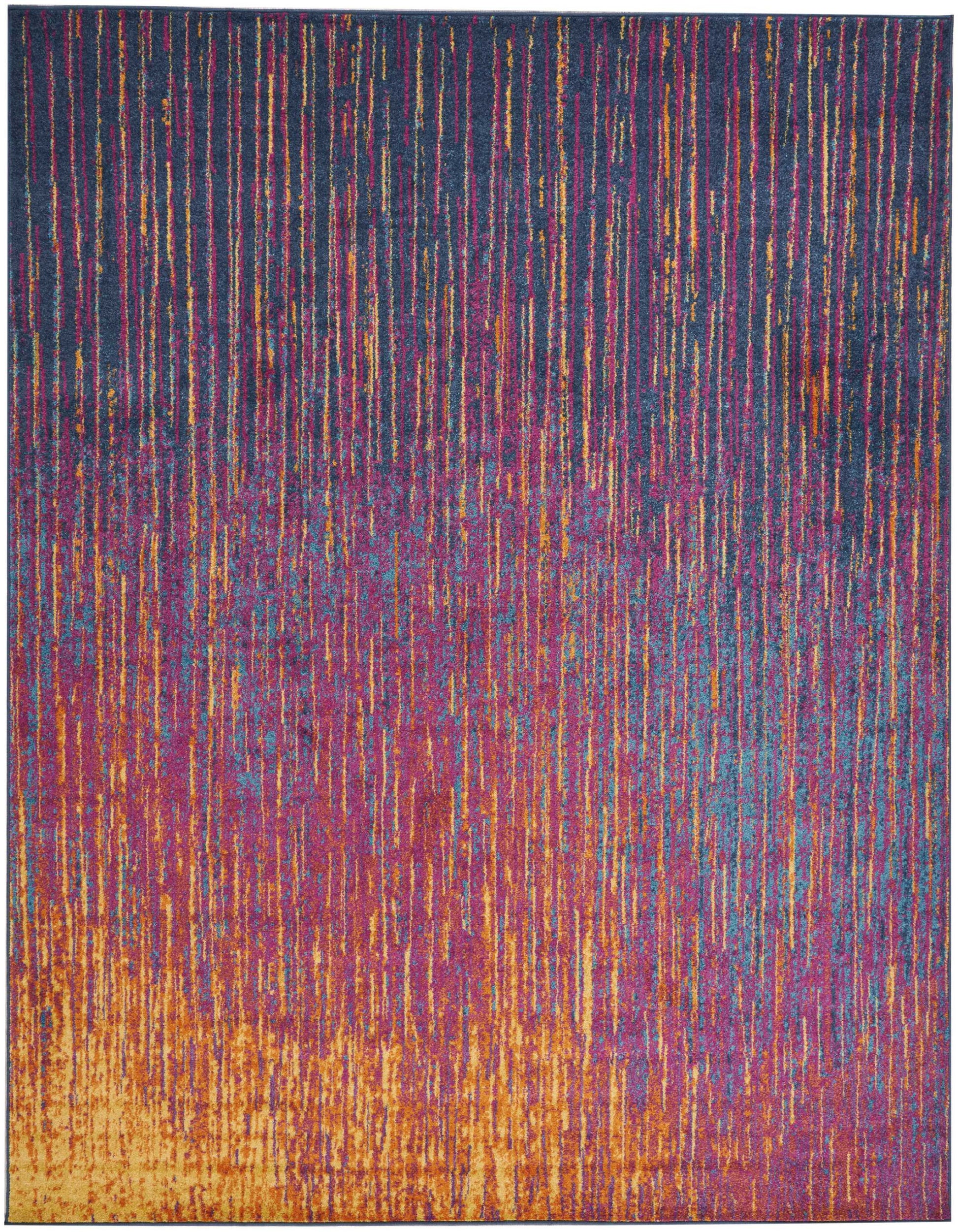 8' X 10' Blue And Orange Abstract Area Rug-Area Rugs-DECOROLALA