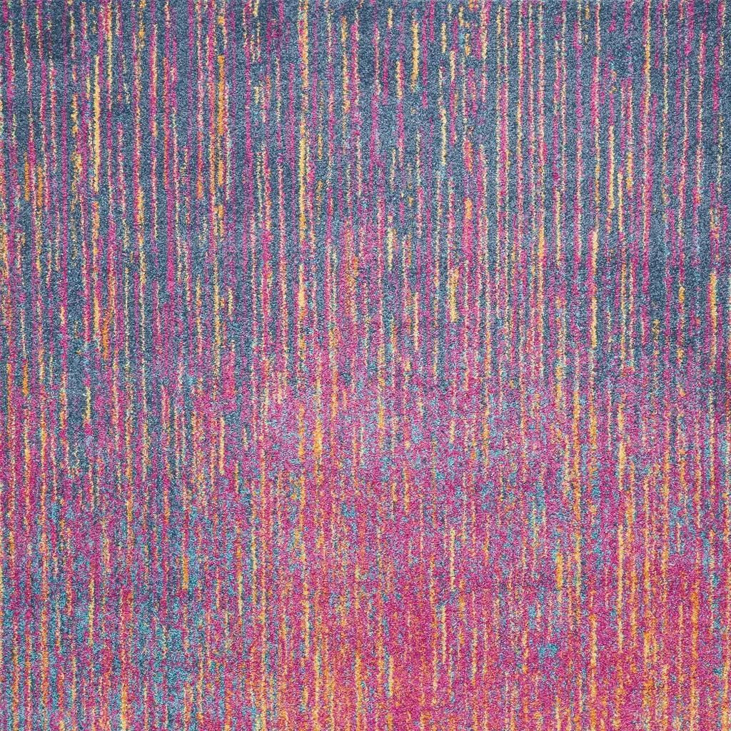 8' X 10' Blue And Orange Abstract Area Rug-Area Rugs-DECOROLALA