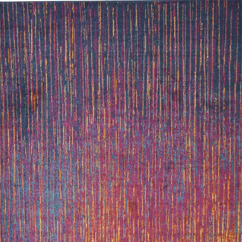 8' X 10' Blue And Orange Abstract Area Rug-Area Rugs-DECOROLALA