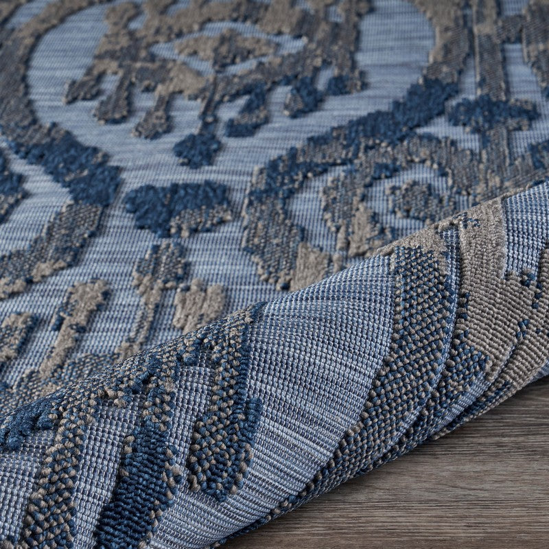 8' X 10' Blue And Yellow Indoor Outdoor Area Rug-Outdoor Rugs-DECOROLALA