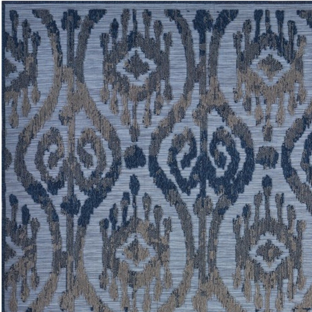 8' X 10' Blue And Yellow Indoor Outdoor Area Rug-Outdoor Rugs-DECOROLALA