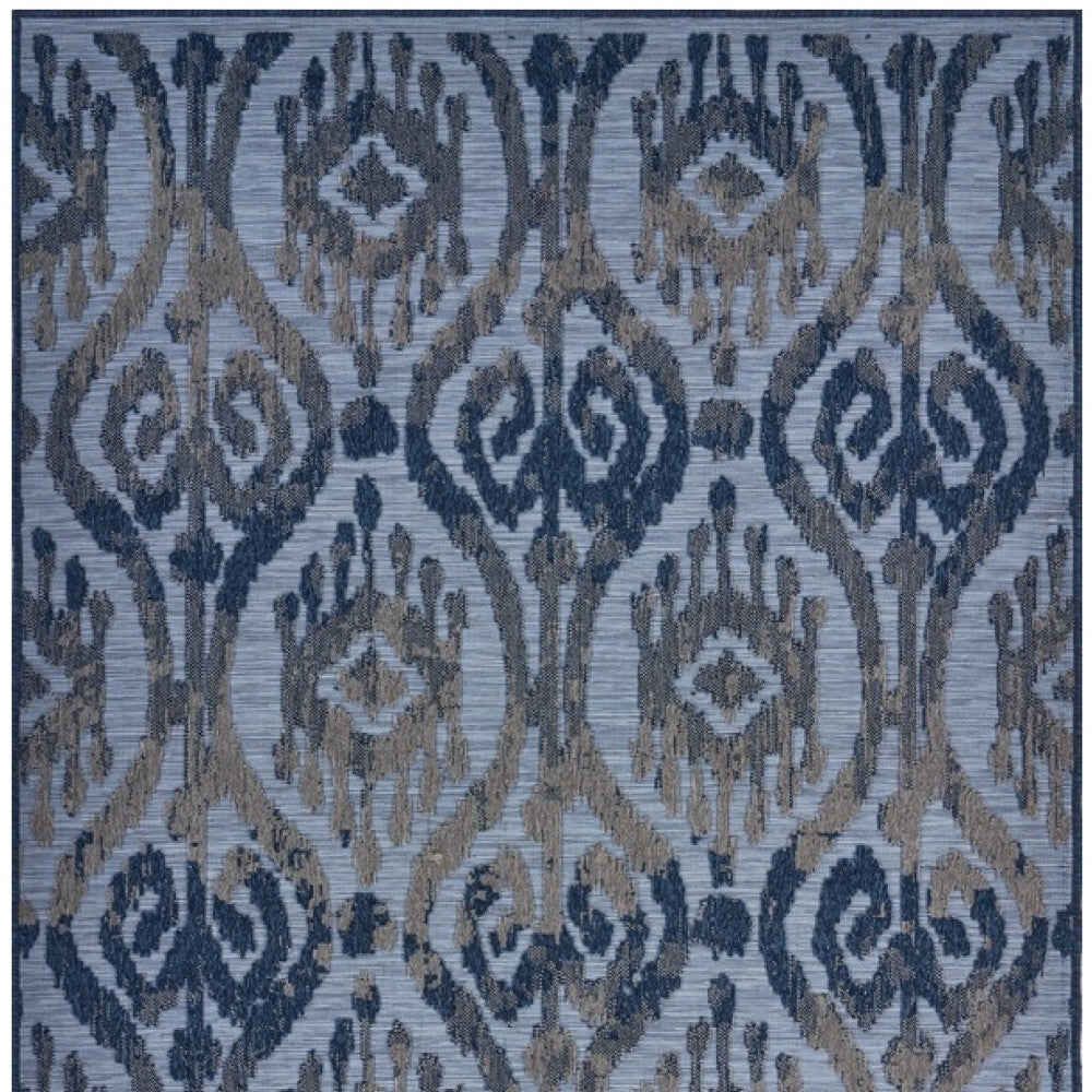 8' X 10' Blue And Yellow Indoor Outdoor Area Rug-Outdoor Rugs-DECOROLALA