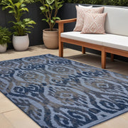 8' X 10' Blue And Yellow Indoor Outdoor Area Rug-Outdoor Rugs-DECOROLALA