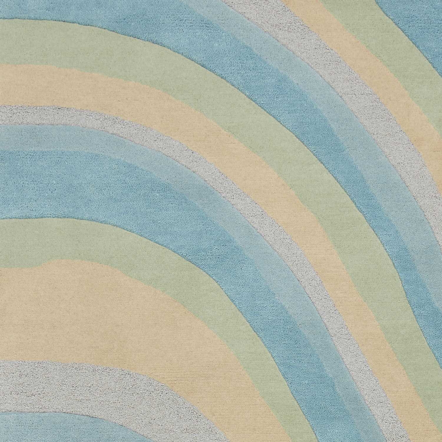 8' X 10' Blue Beige And Green Wool Abstract Hand Tufted Area Rug-Area Rugs-DECOROLALA