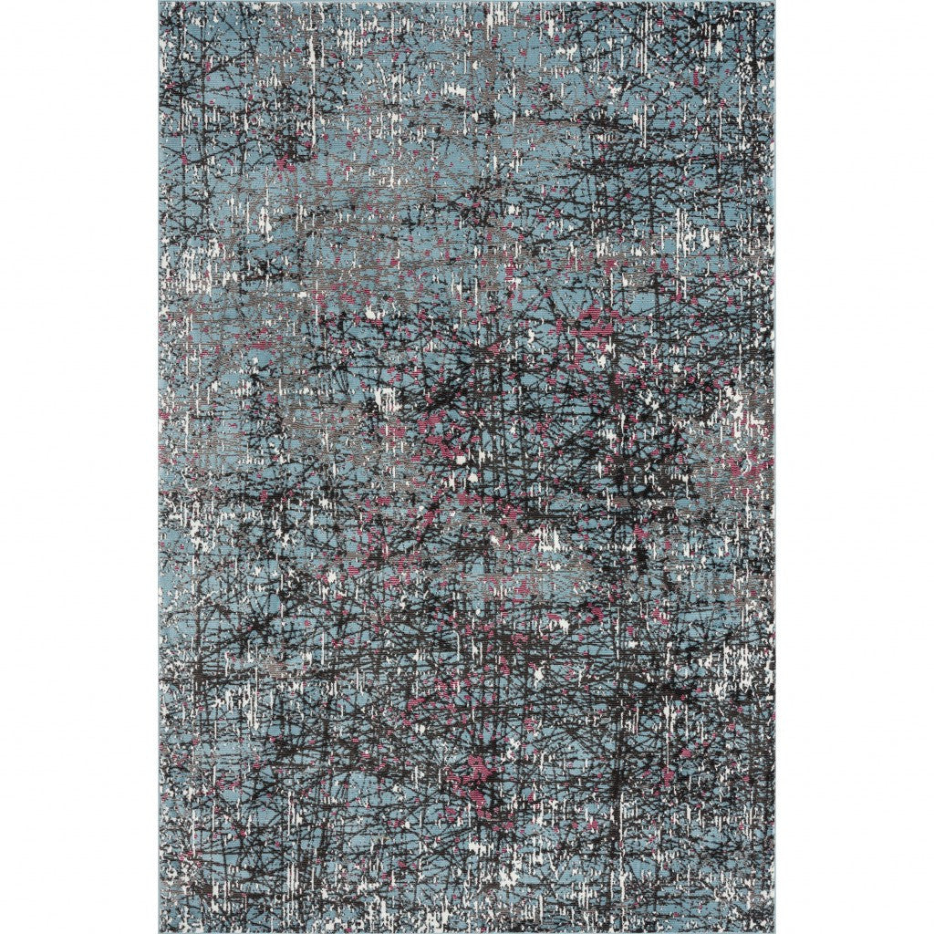8' X 10' Blue Chaotic Strokes Area Rug-Area Rugs-DECOROLALA