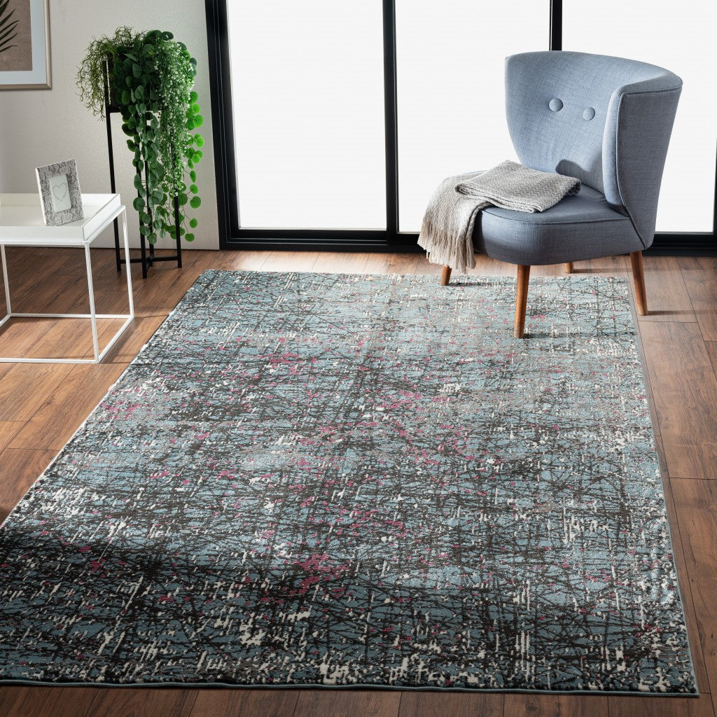 8' X 10' Blue Chaotic Strokes Area Rug-Area Rugs-DECOROLALA