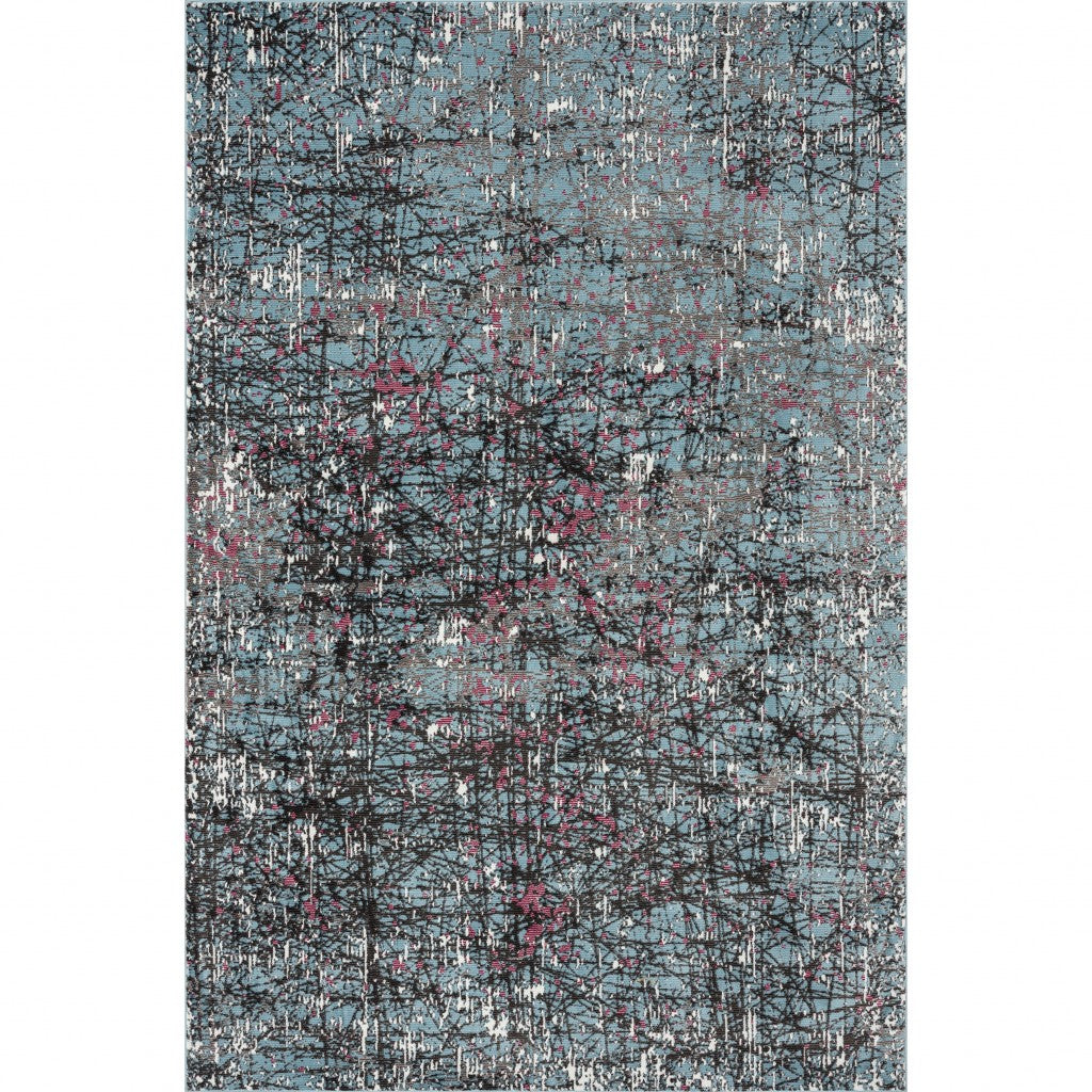 8' X 10' Blue Chaotic Strokes Area Rug-Area Rugs-DECOROLALA